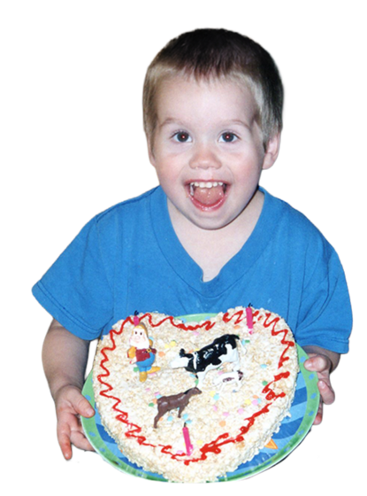Michael as a kid with a birthday cake